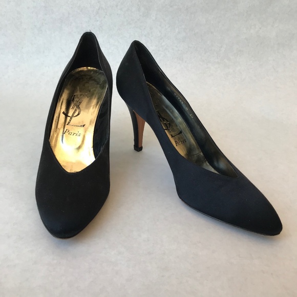 Yves Saint Laurent Shoes - YSL Yves Saint Laurent Black Satin Pumps